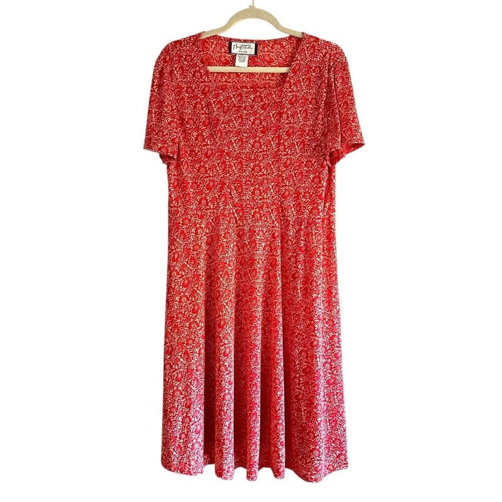 MARY MCFADDEN Woman Paisley Print Vintage Dress Red‎ 1X